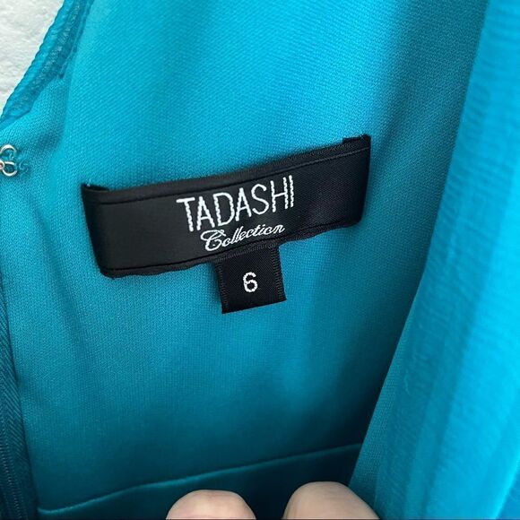 Tadashi Collection Teal Silk Multi Layer Dress - Picture 4 of 12